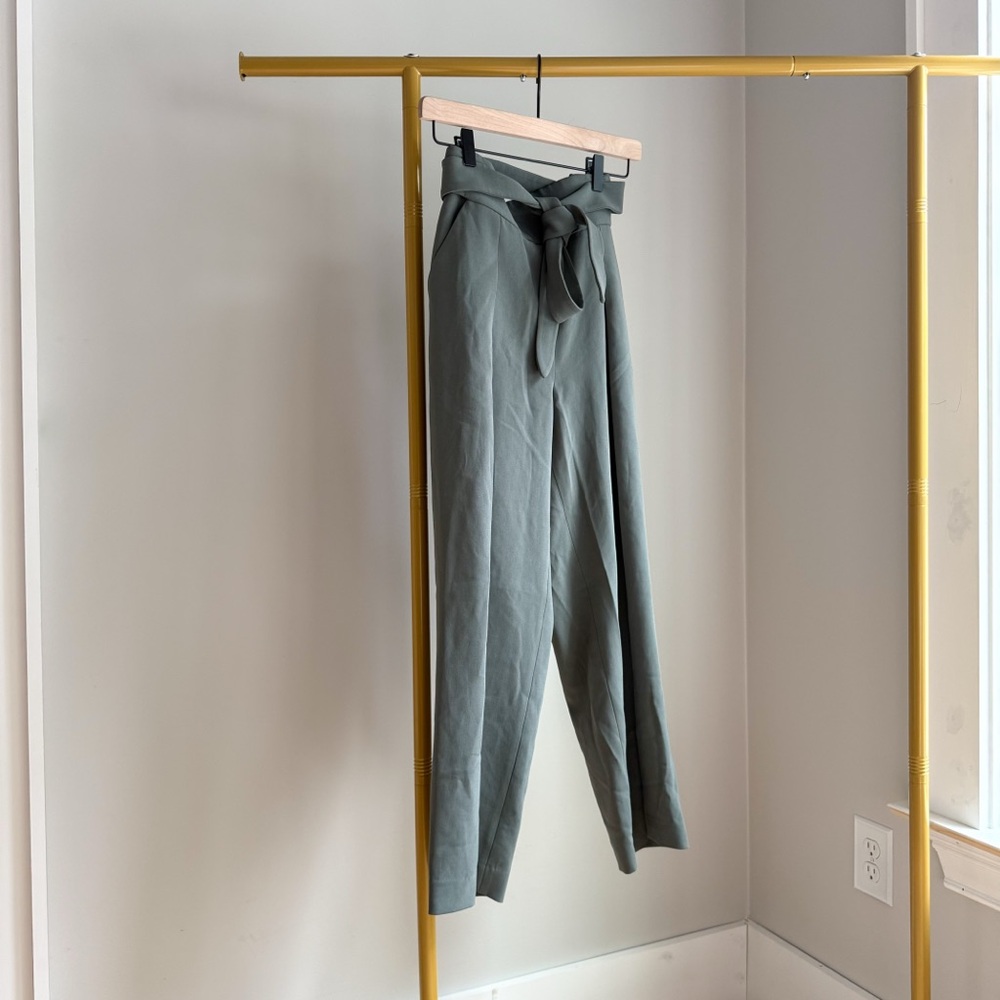 Wilfred Olive Green Paperbag Waist Tie Trousers